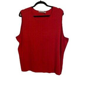 Anne Klein Women’s Red Sleeveless Top Shirt Blouse Plus Size 3X Stretchy
